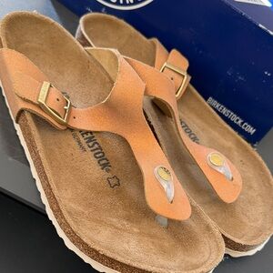 Birkenstock Gizeh washed metallic copper orange sandals size 42 11 regular width